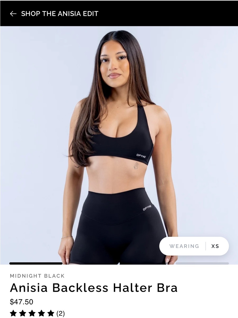 Anisia Backless Halter Bra - Midnight Black